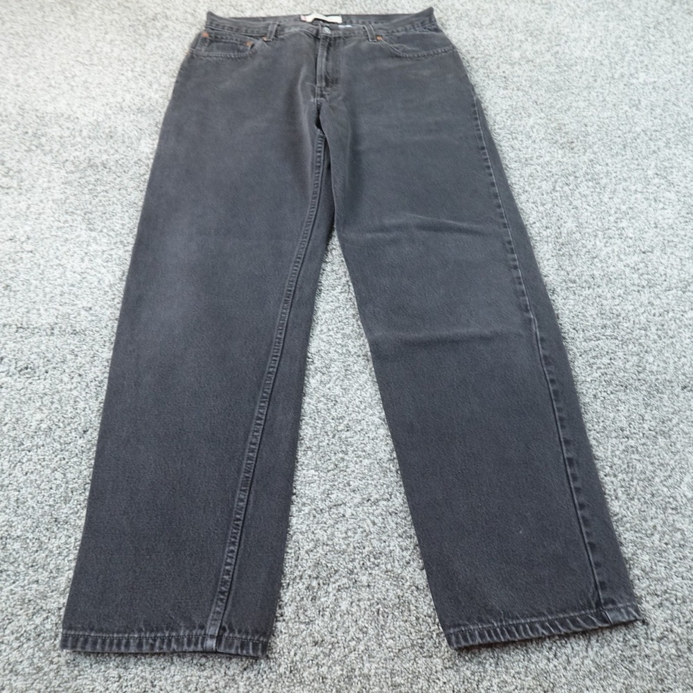 VTG Levis Jeans Mens 36X32 Black Dark Denim Pants 550 Relaxed Straight Y2K 00s